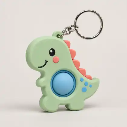 Chaveiro Clicker Dino 3D verde e azul