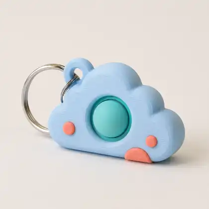 Chaveiro Clicker Nuvem 3D azul e teal